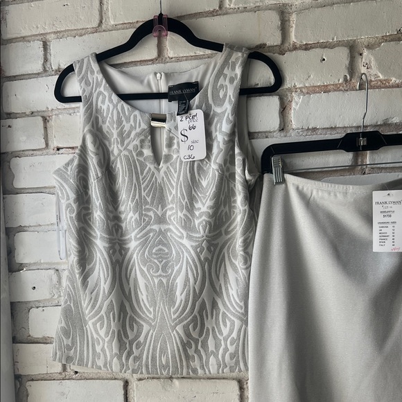 frank Lyman Silver Skirt Set two piece silver metallic - Picture 4 of 10